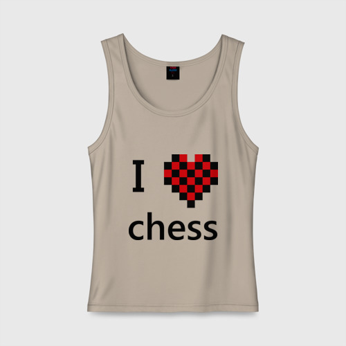 Женская майка хлопок I love chess, цвет миндальный