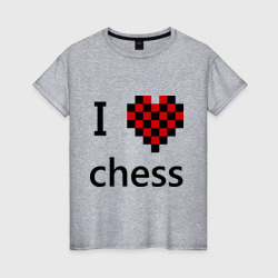 Женская футболка хлопок I love chess