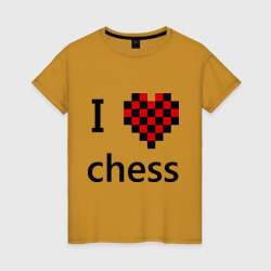 Женская футболка хлопок I love chess