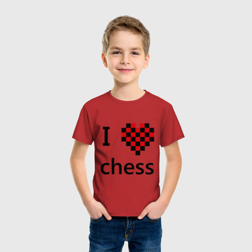 Детская футболка хлопок I love chess, цвет красный - фото 3