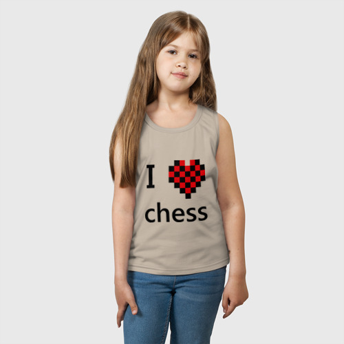 Детская майка хлопок I love chess, цвет миндальный - фото 3