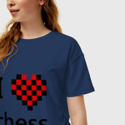 Женская футболка хлопок Oversize I love chess - фото 2