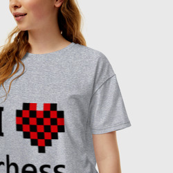 Женская футболка хлопок Oversize I love chess - фото 2