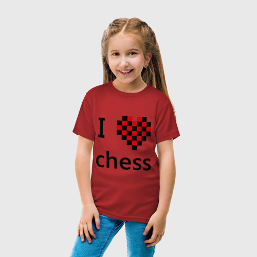 Детская футболка хлопок I love chess, цвет красный - фото 5