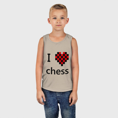 Детская майка хлопок I love chess, цвет миндальный - фото 5