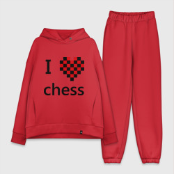 Женский костюм хлопок Oversize I love chess