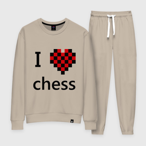 Женский костюм хлопок I love chess, цвет миндальный