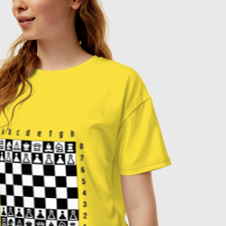 Женская футболка хлопок Oversize Шахматная достка - фото 2