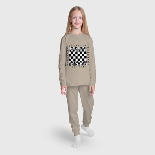 Детская пижама с лонгсливом хлопок Шахматная достка, цвет миндальный - фото 5