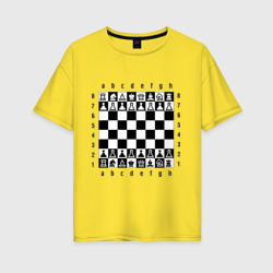 Женская футболка хлопок Oversize Шахматная достка