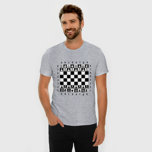 Мужская футболка хлопок Slim Шахматная достка, цвет меланж - фото 3