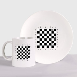 Набор: тарелка + кружка Шахматная комбинация 1