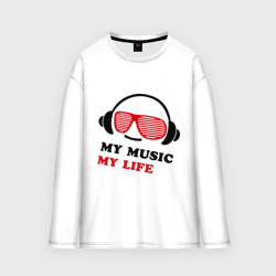 Женский лонгслив oversize хлопок My music my life