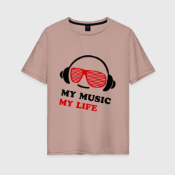 Женская футболка хлопок Oversize My music my life