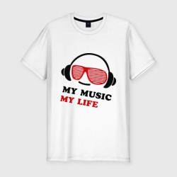 Мужская футболка хлопок Slim My music my life