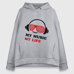 Женское худи Oversize хлопок My music my life