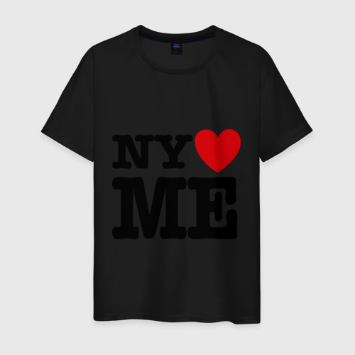 Мужская футболка хлопок Ny love me нью йорк любит меня, цвет черный