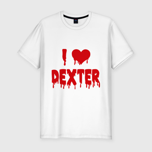 Мужская футболка хлопок Slim I love Dexter, цвет белый