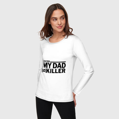 Женский лонгслив хлопок my dad is killer - фото 3