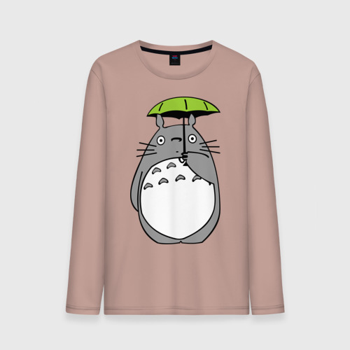 Мужской лонгслив хлопок Totoro с зонтом, цвет пыльно-розовый