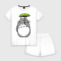 Женская пижама с шортиками хлопок Totoro с зонтом