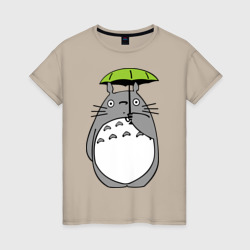 Женская футболка хлопок Totoro с зонтом