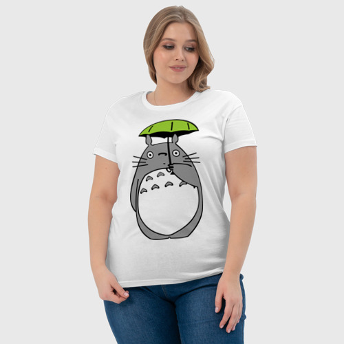 Женская футболка хлопок Totoro с зонтом, цвет белый - фото 6