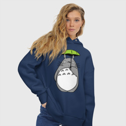 Женское худи Oversize хлопок Totoro с зонтом - фото 2