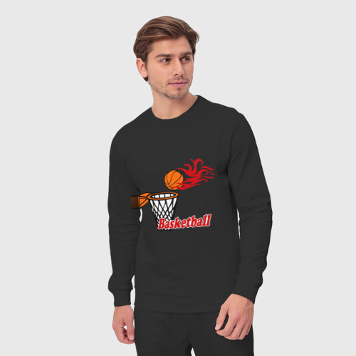 Мужской костюм хлопок Баскетбол огненный мяч, цвет черный - фото 5