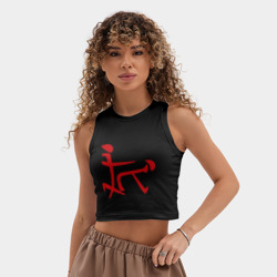 Женская укороченная майка-топ хлопок Иероглиф любви - фото 2