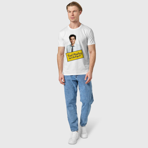Мужская футболка хлопок Тед Мосби, цвет белый - фото 5