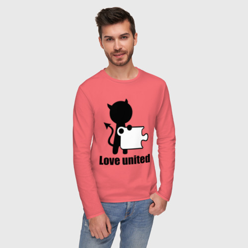 Мужской лонгслив хлопок Love united мужская, цвет коралловый - фото 3