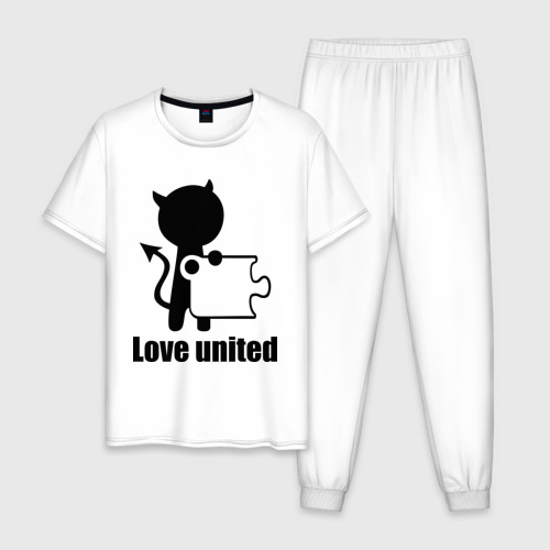 Мужская пижама хлопок Love united мужская, цвет белый