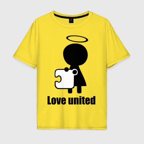 Мужская футболка хлопок Oversize с принтом Love united женская, вид спереди #2