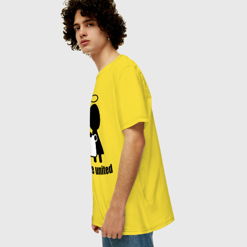 Мужская футболка хлопок Oversize с принтом Love united женская, вид сбоку #3