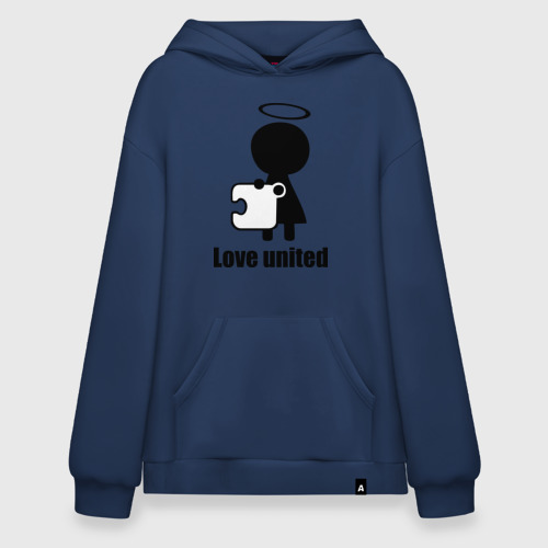 Худи SuperOversize хлопок Love united женская, цвет темно-синий