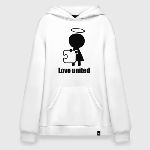 Худи SuperOversize хлопок Love united женская, цвет белый