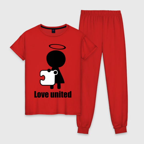 Женская пижама хлопок с принтом Love united женская, вид спереди #2