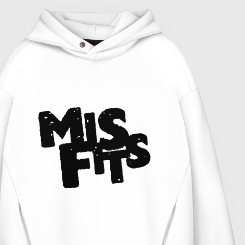Мужское худи Oversize хлопок Misfits лого, цвет белый - фото 4