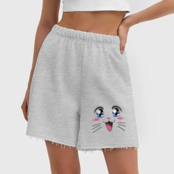 Женские шорты oversize футер хлопок Японская кошечка - фото 2