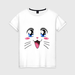 Женская футболка хлопок Японская кошечка