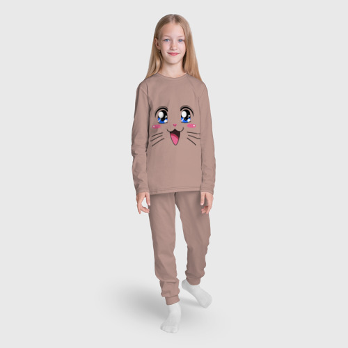 Детская пижама с лонгсливом хлопок с принтом Японская кошечка, вид сбоку #3