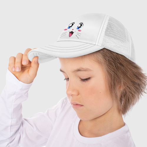 Детская кепка тракер Японская кошечка, цвет белый - фото 3