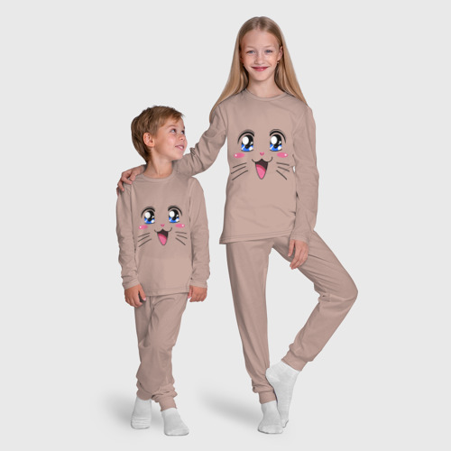Детская пижама с лонгсливом хлопок Японская кошечка, цвет пыльно-розовый - фото 9
