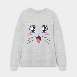 Мужской свитшот oversize без начеса хлопок Японская кошечка