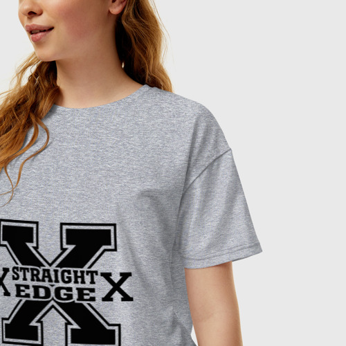 Женская футболка хлопок Oversize с принтом Streght edge sXe 2, фото на моделе #1