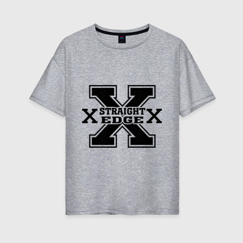 Женская футболка хлопок Oversize с принтом Streght edge sXe 2, вид спереди #2