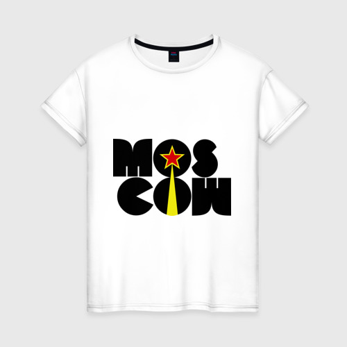 Женская футболка хлопок Mos-Cow, цвет белый