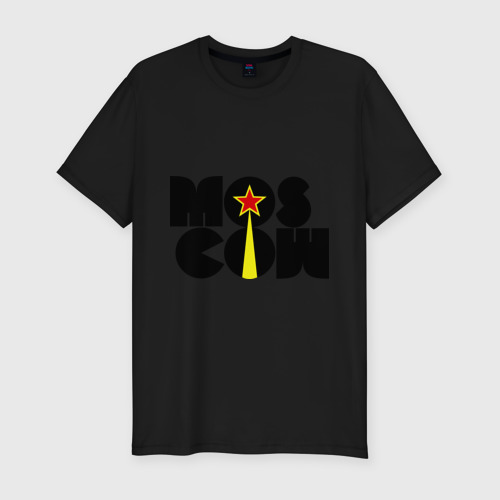 Мужская футболка хлопок Slim Mos-Cow, цвет черный