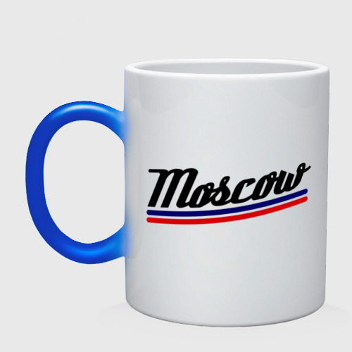 Кружка хамелеон Moscow logo blue-red, цвет белый + синий